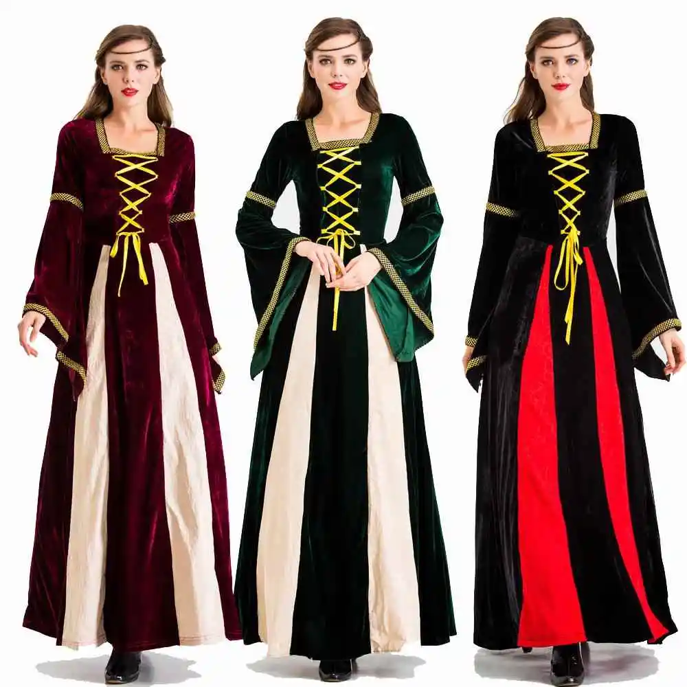 loween Queen Godd Court Princ Costume da spettacolo vintage europeo Sle Spettacolo teatrale Abbigliamento etnico da donna