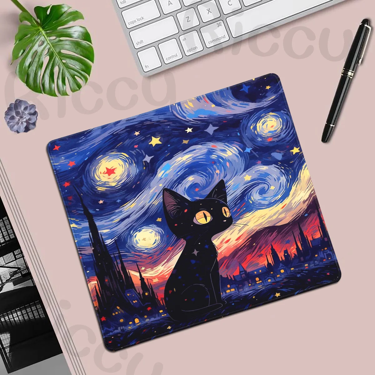 Starry Sky Black Cat Mousepad Office Computer Small Mouse Pad Table Big Keyboard Desk mat Laptop Non-slip Cushion Gaming Mat