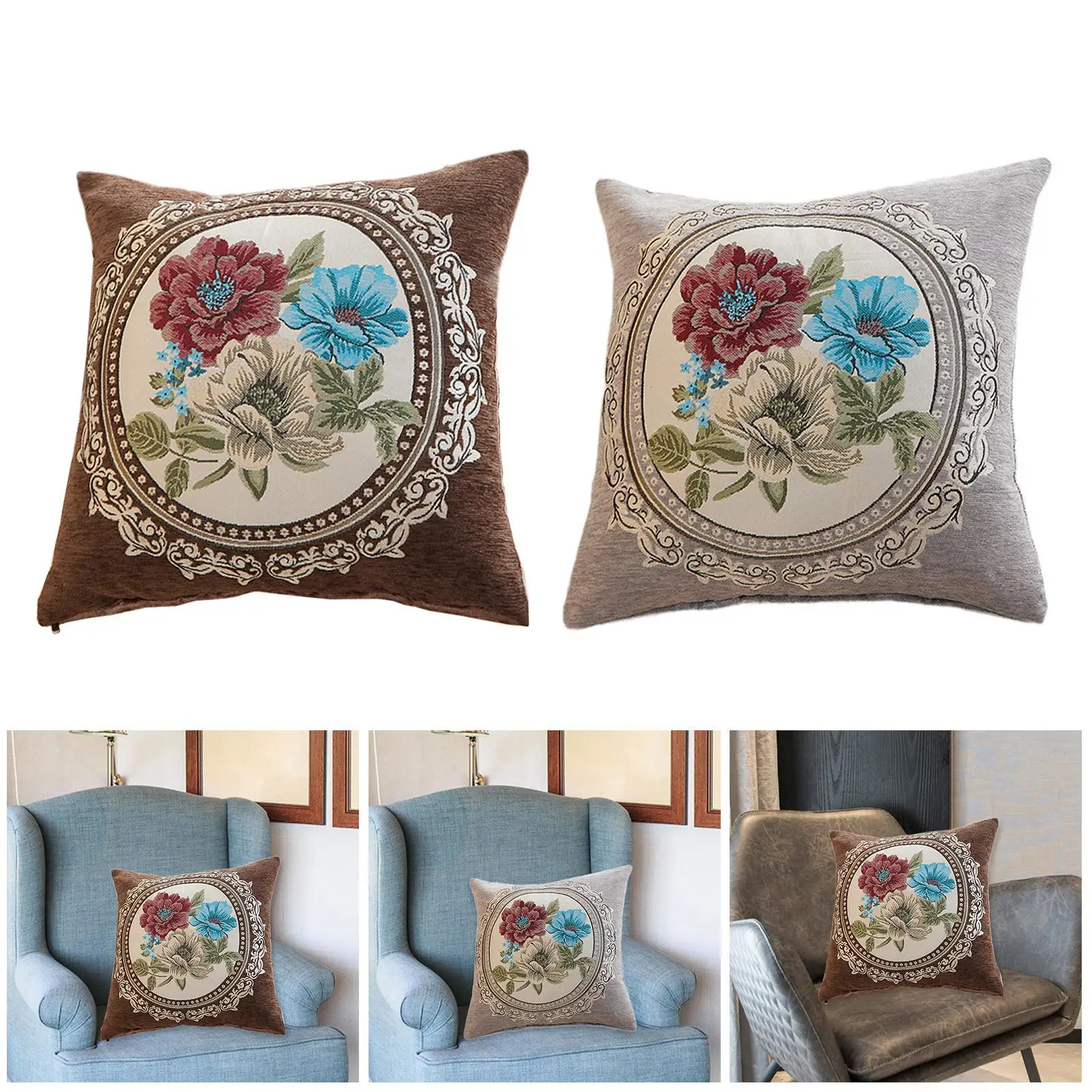 Floral Decorative Pillow Cover Housewarming Soft Flower Throw Pillow Cover