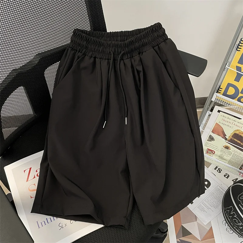 

Мужские летние тонкие прямые свободные пляжные брюки из ледяного шелка, повседневные широкие спортивные штаны для молодежи