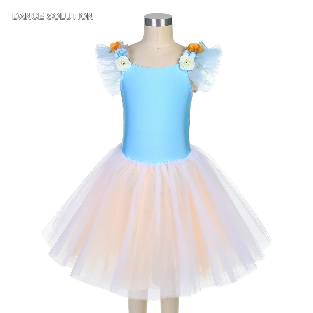 

Children Ballet Tutu Dress Sky Blue Spandex Bodice with Romantic Tutu Skirt Stage Performance Costumes for Girls Women 21079