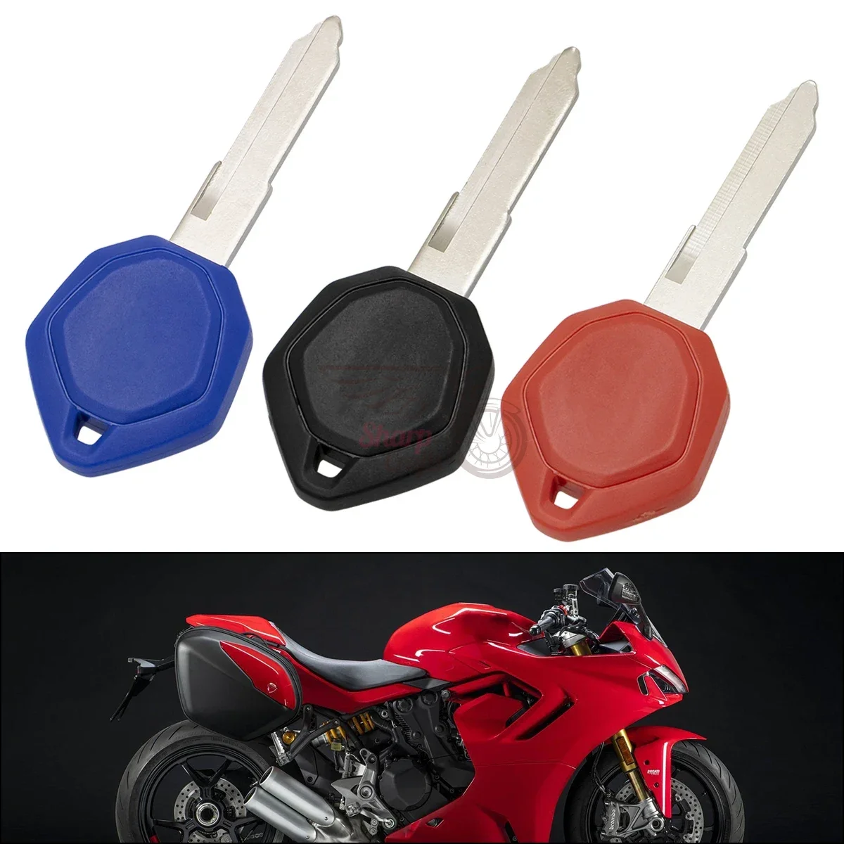 Motorcycle Keys Blank Key Uncut Blade Fit for Ducati Supersport 950 V2 V4