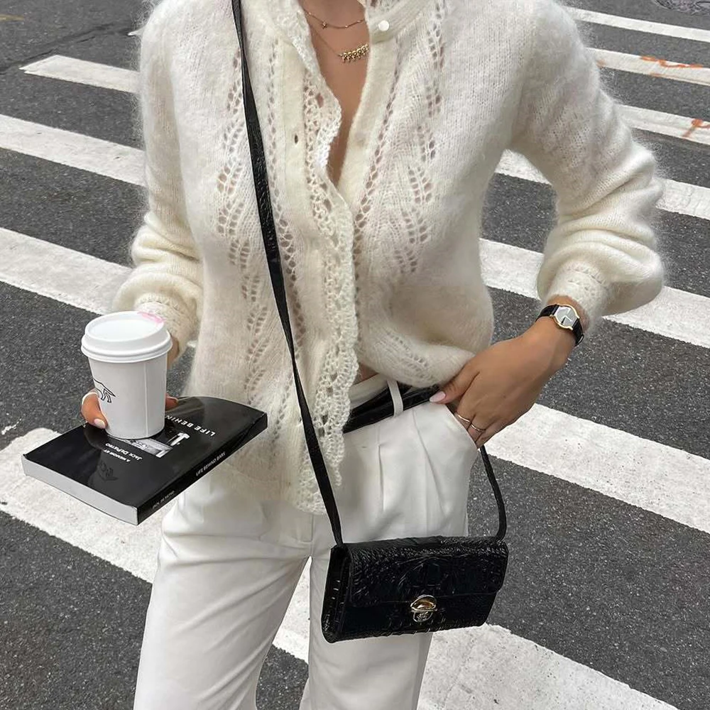 Chic White Women's Lace Cardigan - Oversized Spring Sweater