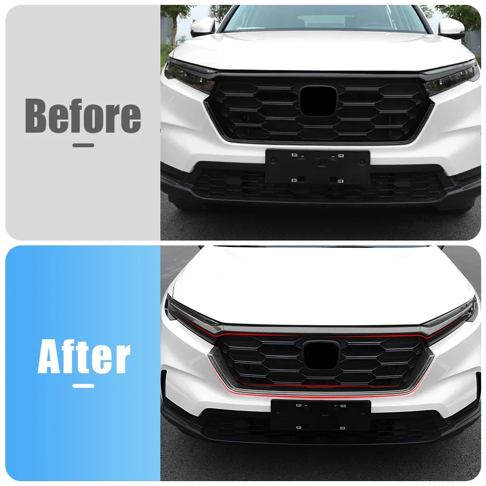 Car Front Upper Bonnet Grill Lip Molding Cover Trim Engine Bumper U-shaped Frame Strip For Honda CR-V CRV CR V 6th Gen 2023 2024