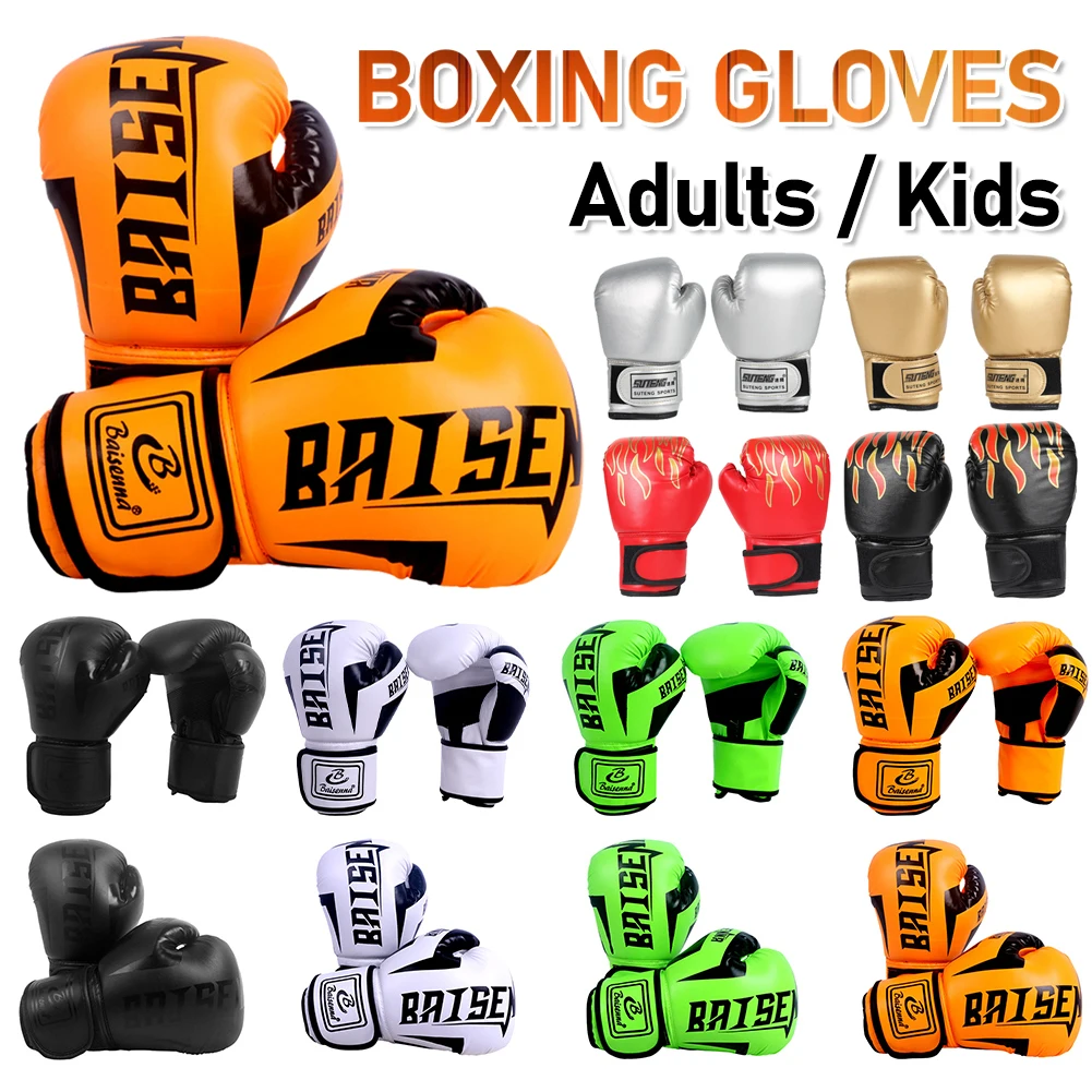 Thickened Boxing Gloves MuayThai Sanda Professional Competition for Training Sandbag Fighting Taekwondo Adult Kid Sport Supplie