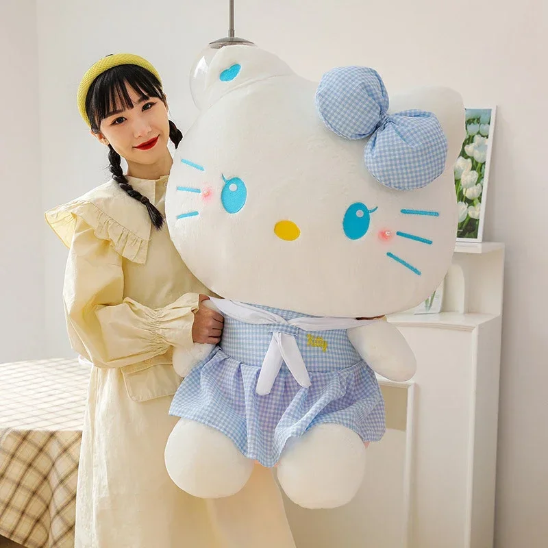 

80cm Big Size Sanrio Hello Kitty Plush Toy Cartoon KT Cat Soft Stuffed Doll Flower Dress Sleep Pillow Kawaii Girl Birthday Gift