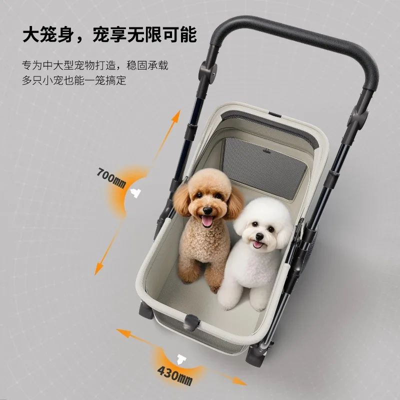 Medium and Large Pet Cart, Dog and Cat Go Out, Trolley Space Integrated Folding Wheels Shock Absorption