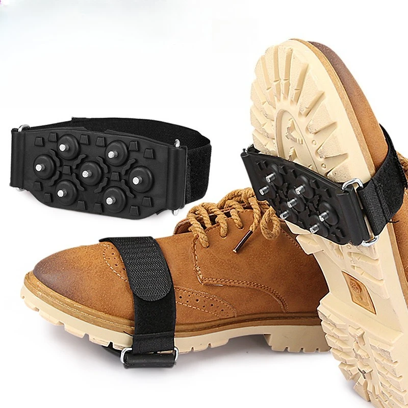 Cubiertas antideslizantes para zapatos, Crampones portátiles de 7 dientes, ajustables, simples, para viajes al aire libre y escalada de montaña