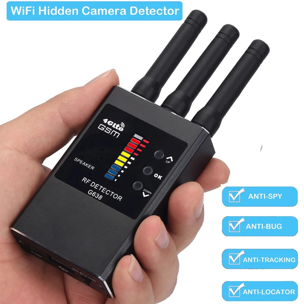 G638 Anti Spy Wireless RF Signal Detector Bug GSM GPS Tracker Hidden Camera Eavesdropping Device Military Professional Version