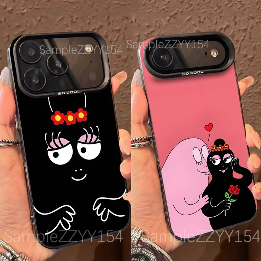 

Cute B-BarbapapaS Phone Case For iPhone 17,16,15,14,13,12,X,8,Pro,Max,Plus,E,SE4,Air,Mini Black IMD Matte