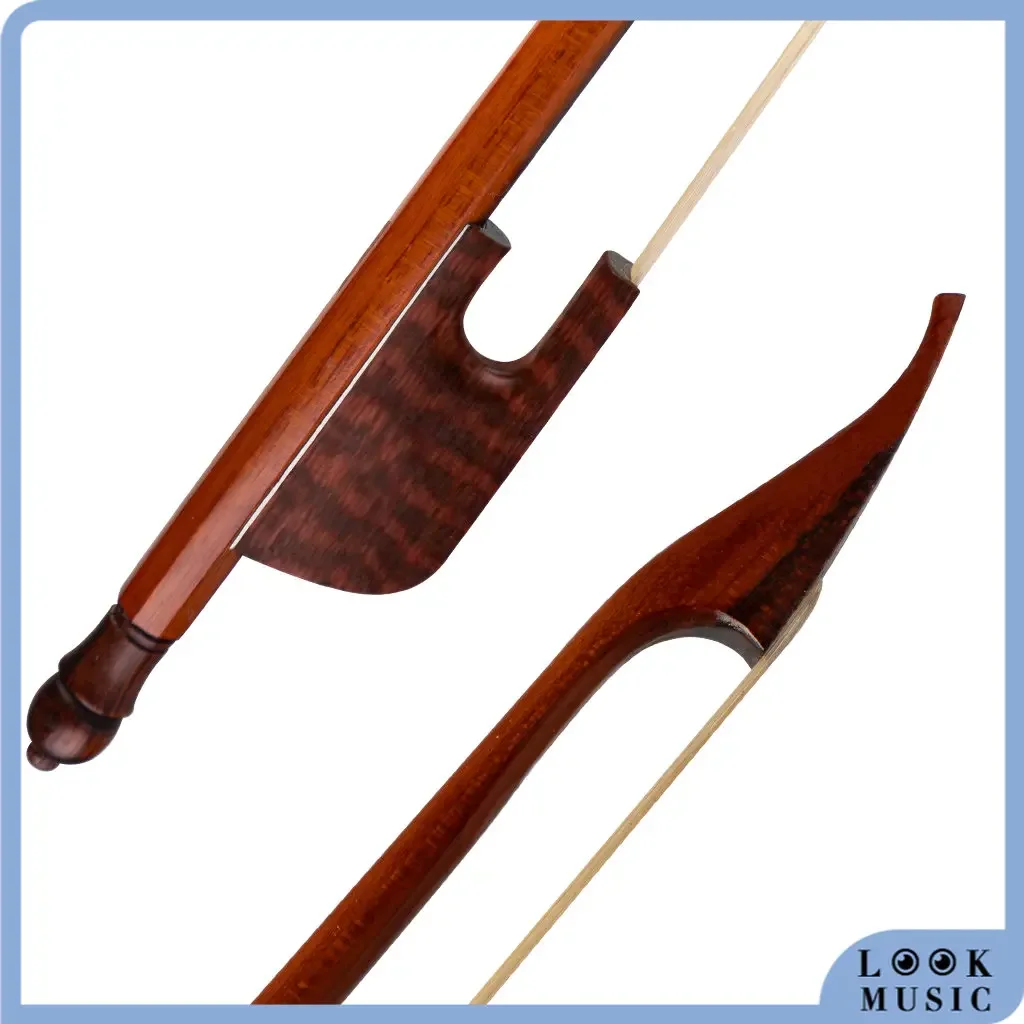 LOOK 4/4 Violin Bow Brazilwood Bow w/ Snakewood Frog Baroque Style Round Stick White Horsehair Fase Response For Violin Player