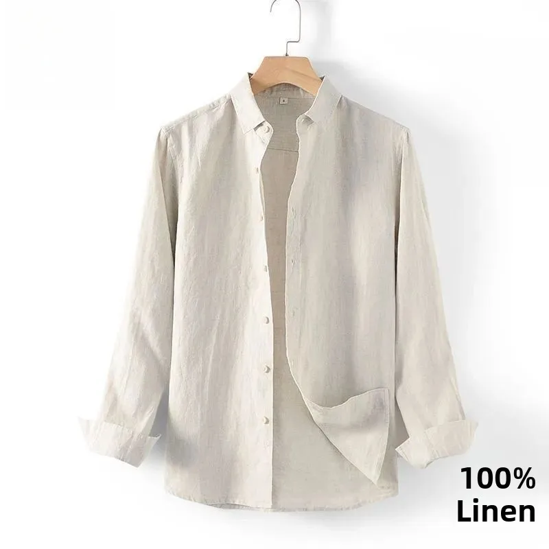 Nuevo Algodón de lino para hombre, fino, suelto, informal, largo, Sve, primavera Otoño, Faion, Material de calidad superior, ajuste cómodo