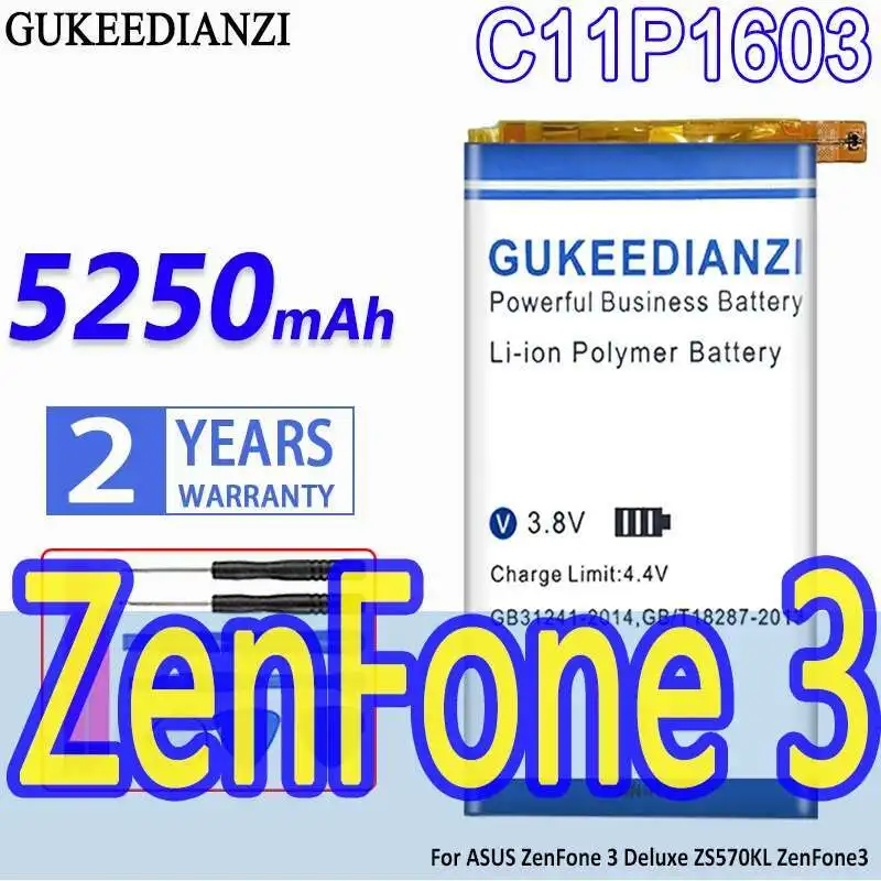 

5250Mah Reliable Power For Asus Zenfone 3 Deluxe ZS570KL Zenfone3 C11P1603 Rectangular Version Mobile Phone Battery