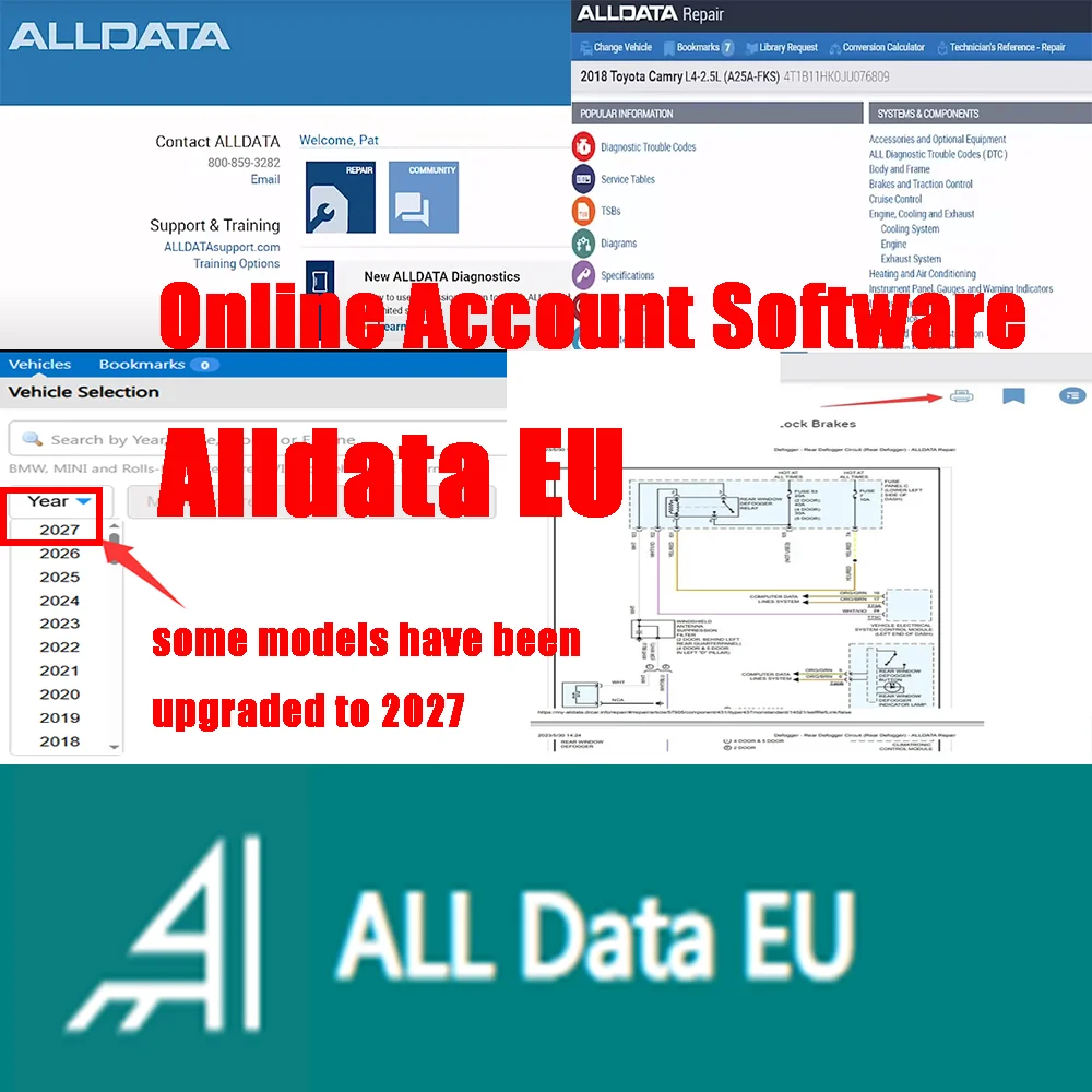 2026 Newest Wiring Diagrams Online Account for Alldata EU for Car Data Car Repair Software Online Activation Support Mobile/PC