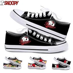 Snoopy Canvas Shoes Low Cut for Women Adults Black Cartoon Print Man's Shoes Fashion Street Student Couple Sports Sneakers Gifts