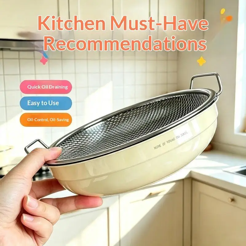 Heavy Duty Stainless Steel Frying Rack with Tray Foldable Metal Mesh Basket for Oil Draining Kitchen Cooking Tool Kitchen