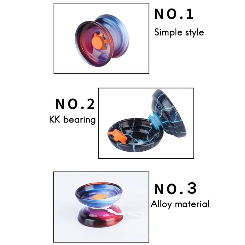 Liga colorida yoyo bolas para iniciantes, 5pcs, bola de metal, cordas para iniciantes, adultos