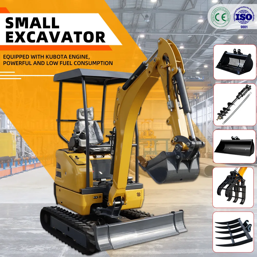 حفارات صغيرة 1.2 طن EPA EURO 5 DDP شحن حفار صغير هيدروليكي بالجملة رخيص 1.5 طن حفارة مدمجة مع مرفق #6