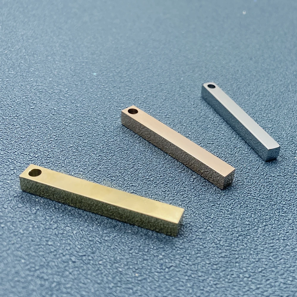 10pcs/Lot Stainless Steel Mirror Polished Vertical 3D Bar Pendant Blanks 4 sided Engravable Cuboid Bar Beads For 3D Bar Necklace