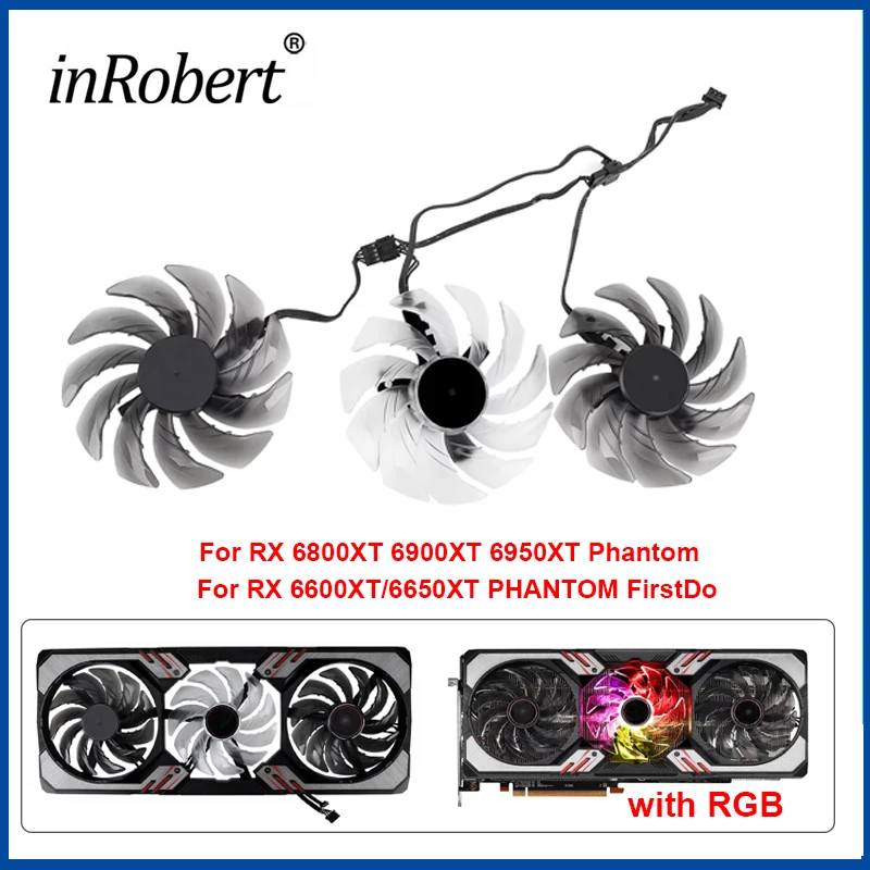 

85/95mm Video Cards Cooling Fans FDC10H12S9-C For Asrock RX 6800XT 6900XT 6950XT Phantom RX6600XT 6650XT FirstDo Fan Replacement