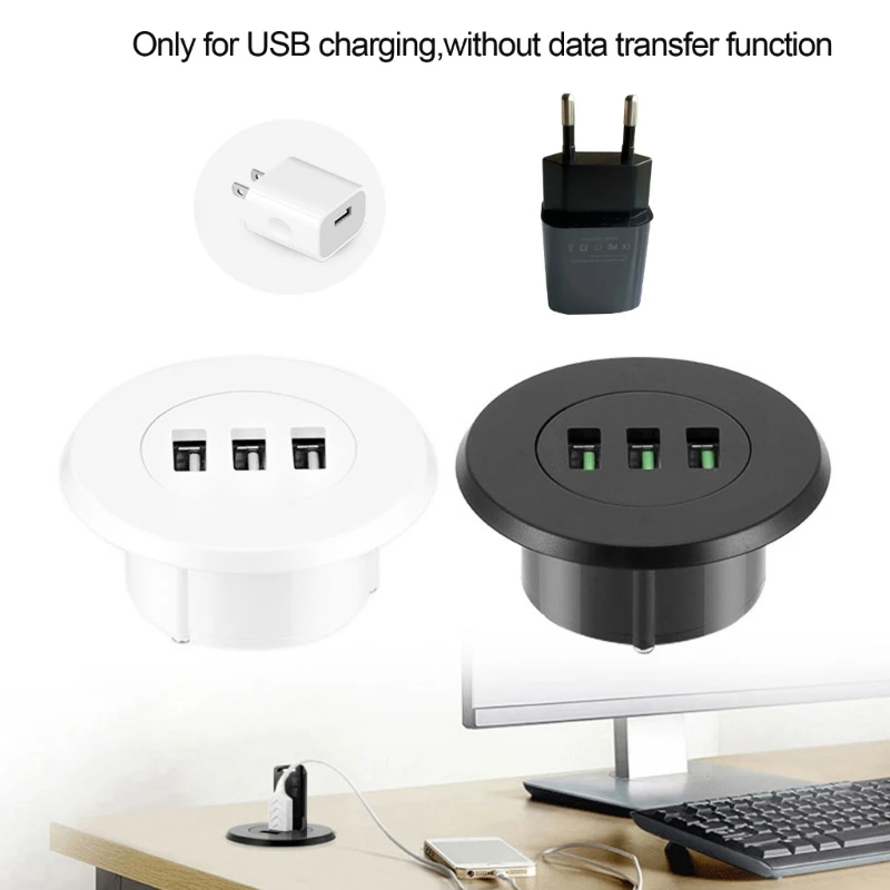 3-Port USB Desk Desktop Charging Station Mounts on The 2.0