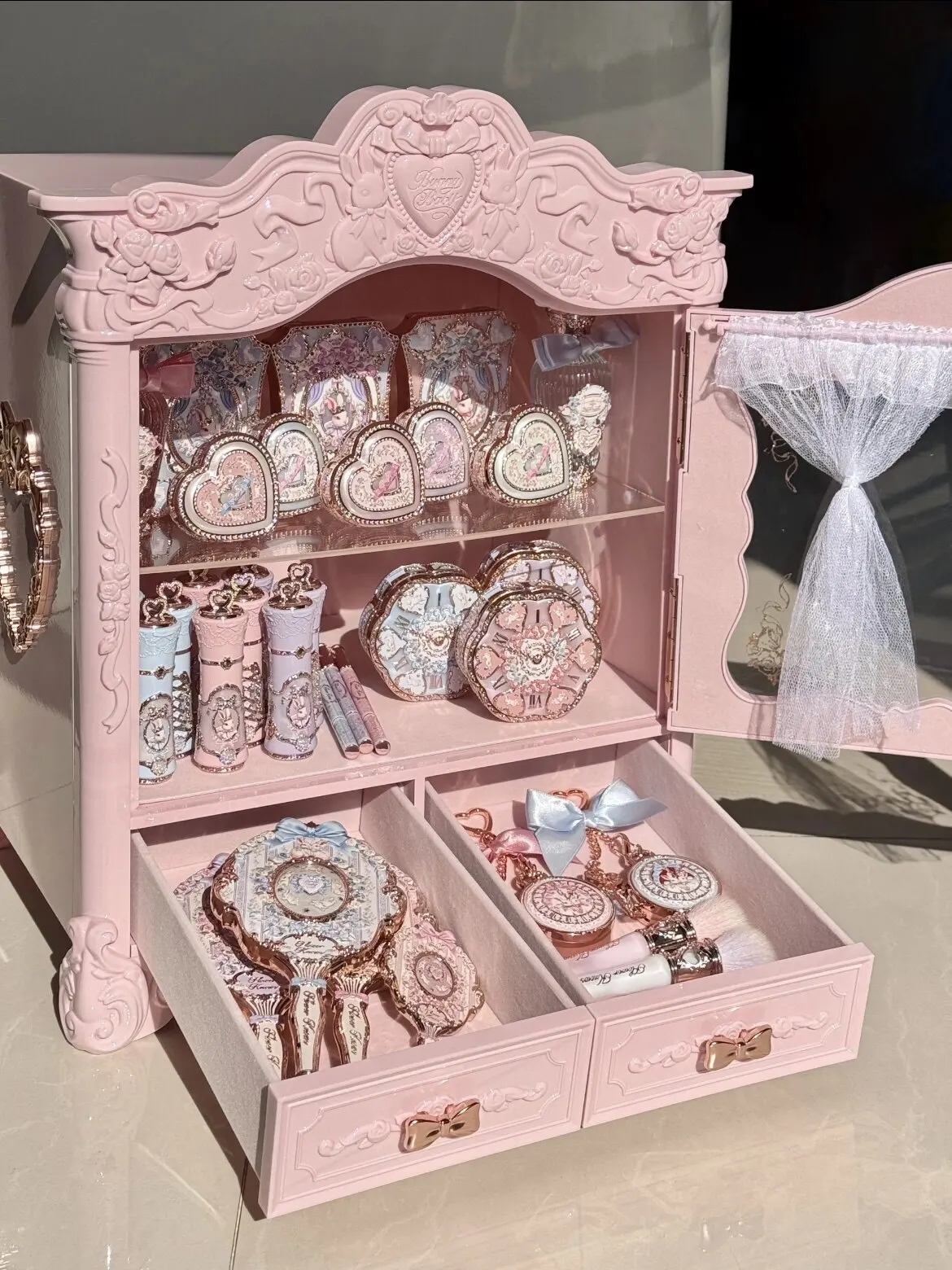 Storage box, garden sweetheart, bear tabletop jewelry, empty box, showcase, baby house, princess style, high-end