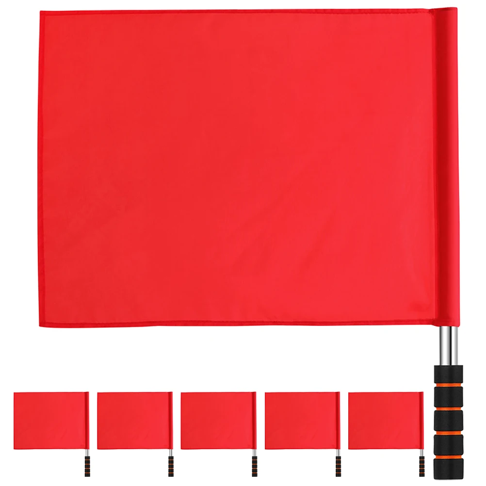 

6pcs Traffic Signal Referee Warning Flags Sports Accessory Lightweight Bright Color Sturdy Handle Handheld Waving Flags For