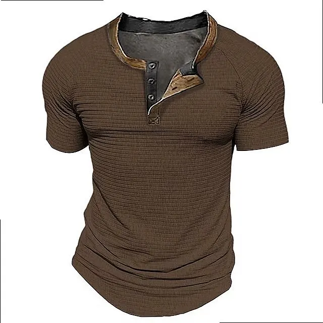 Men's Plain T-Shirt Summer Casual Short Sleeve Tee Henley Shirt Crew Neck Basic Top