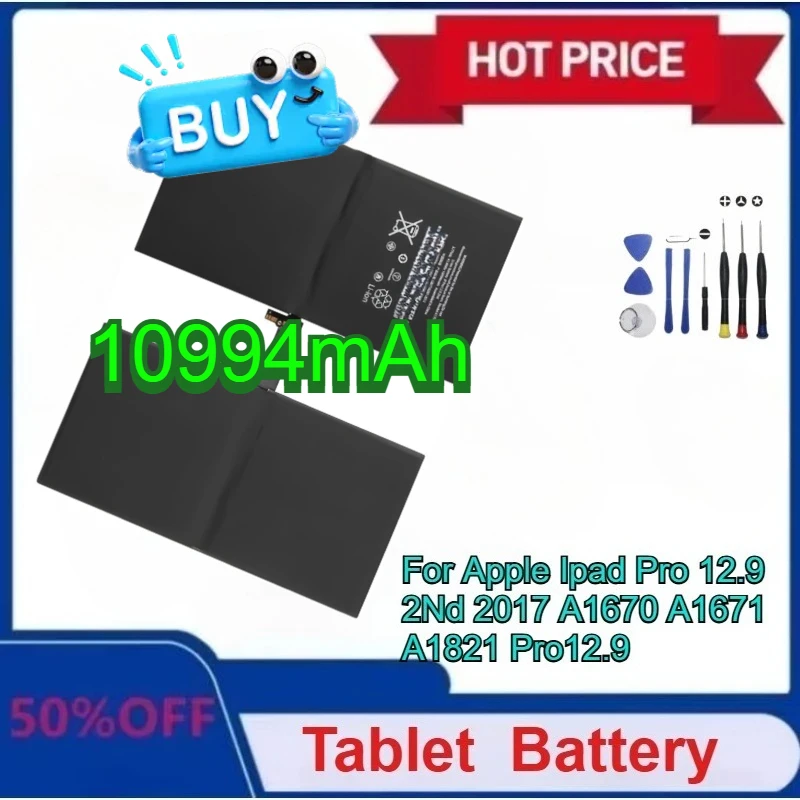 

New 10994mAh Tablet Battery For Apple Ipad Pro 12.9 2Nd 2017 A1821 A1670 A1671 Pro12.9 Long-Lasting Reliable Power Supply