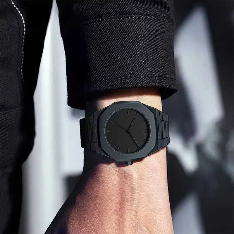 Moda masculina relógios casual pulseira de plástico esportes relógios de pulso de quartzo reloj hombre