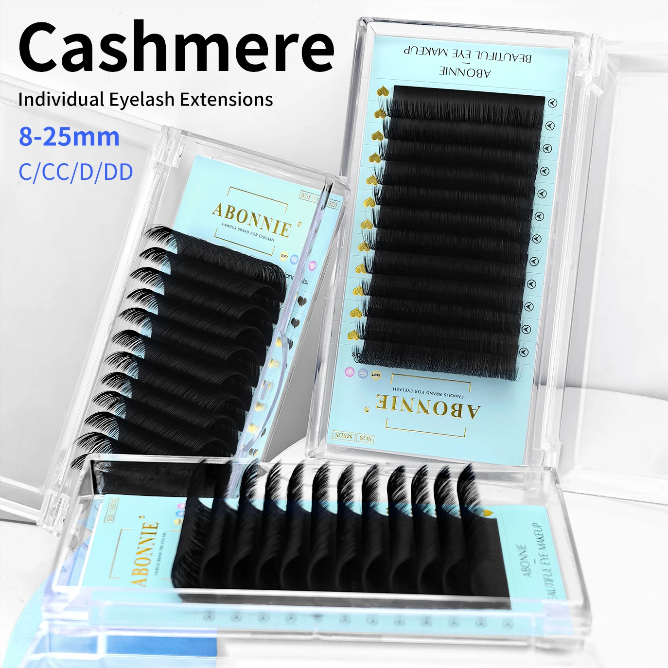 Abonnie Cashmere Lashes Classic Individual Eyelash Extensions Fluffy Volume Matte Black Cilios All Size