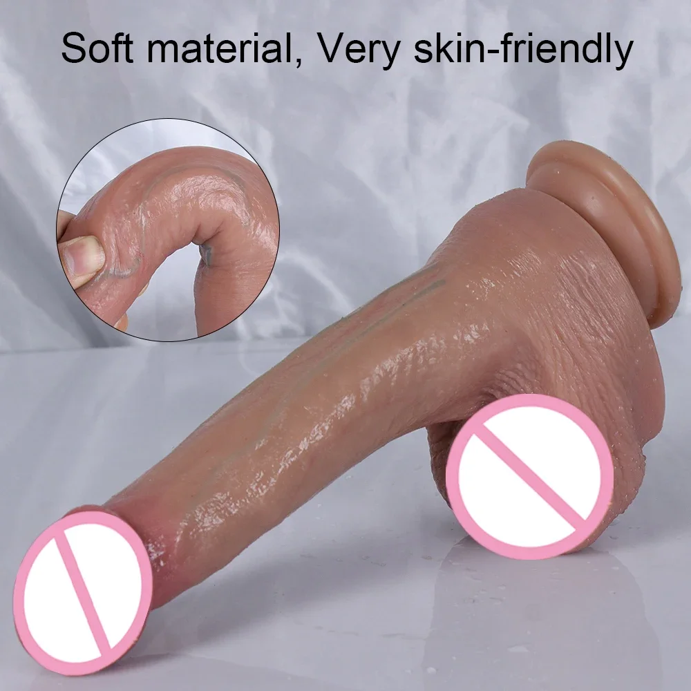 Double Layer Silicone Dildo Realistic Penis Soft Big Black Dick Gay Suction Cup Strapon Chastity Cheap Sex Toys For Vagina Anal