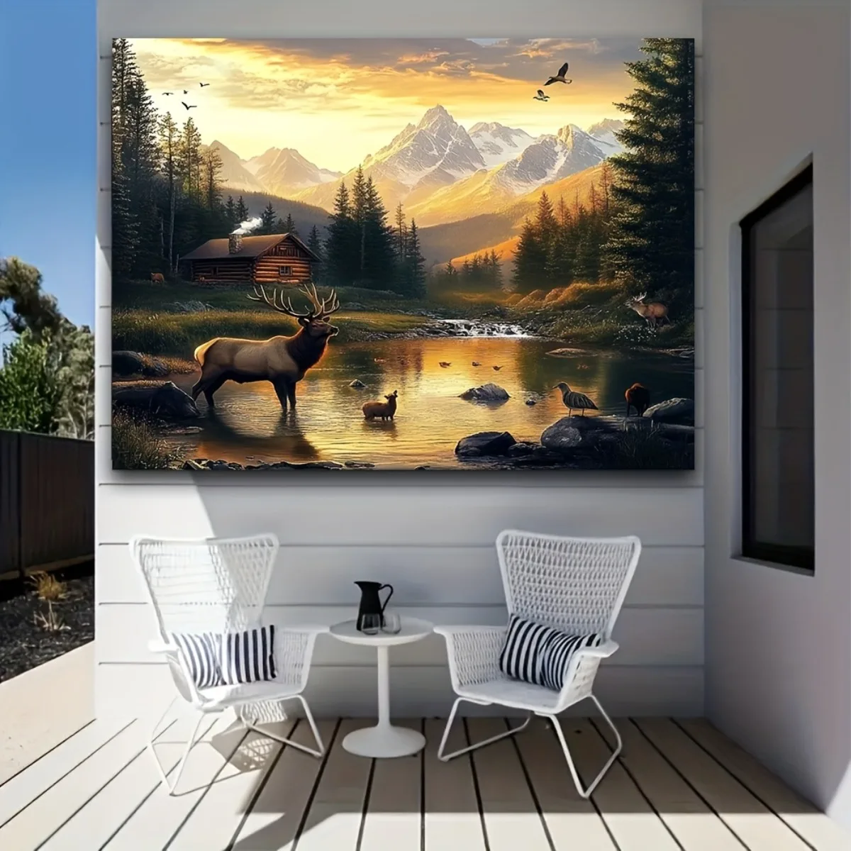 Rustic Mountain Landscape Tapestry 6