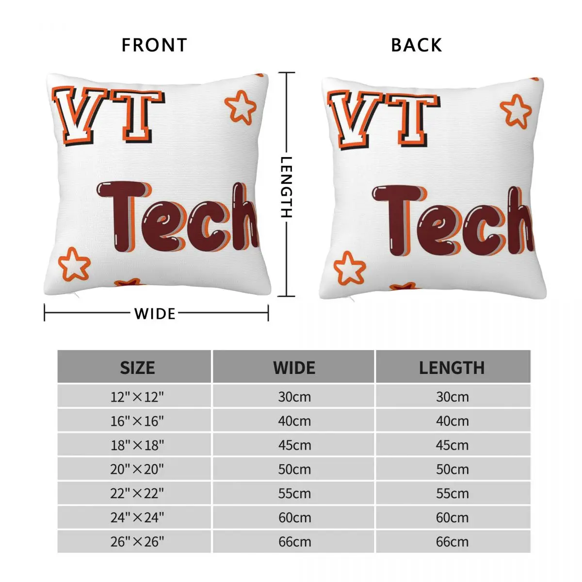 Virginia Tech Pack Square Pillowcase Polyester Linen Velvet Printed Zip Decor Pillow Case Home Cushion Cover