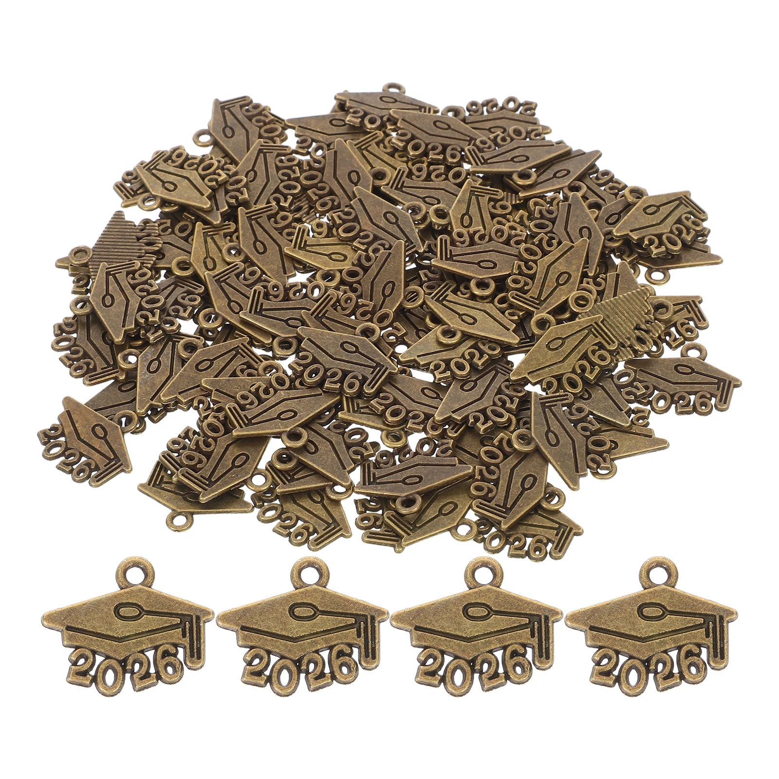 

100Pcs Graduation Tassel Charms Mini Metal Pendants for DIY Jewelry Making Necklace Bracelet Accessories Graduation Cap Charm