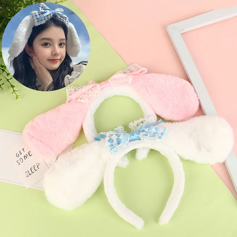 Kawaii For Sanrioed Plush Headband Anime Cute Cartoon New Ear Hair Accessories Gift Jade Gui Dog Big Ear Hair Band