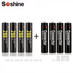 4PCS/Pack Soshine Safe Transport LiFePO4 10440 3.2V 280mAh Rechargeable Battery with 4xAAA Battery Connector