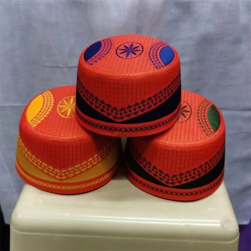 Elíptico Malásia Bordado Boat Cap, Homens Ship Hat, Frete Grátis, Oração Muçulmana, Indonésia, Kufi, Islã, Hijab, Novo Estilo, Muçulmano