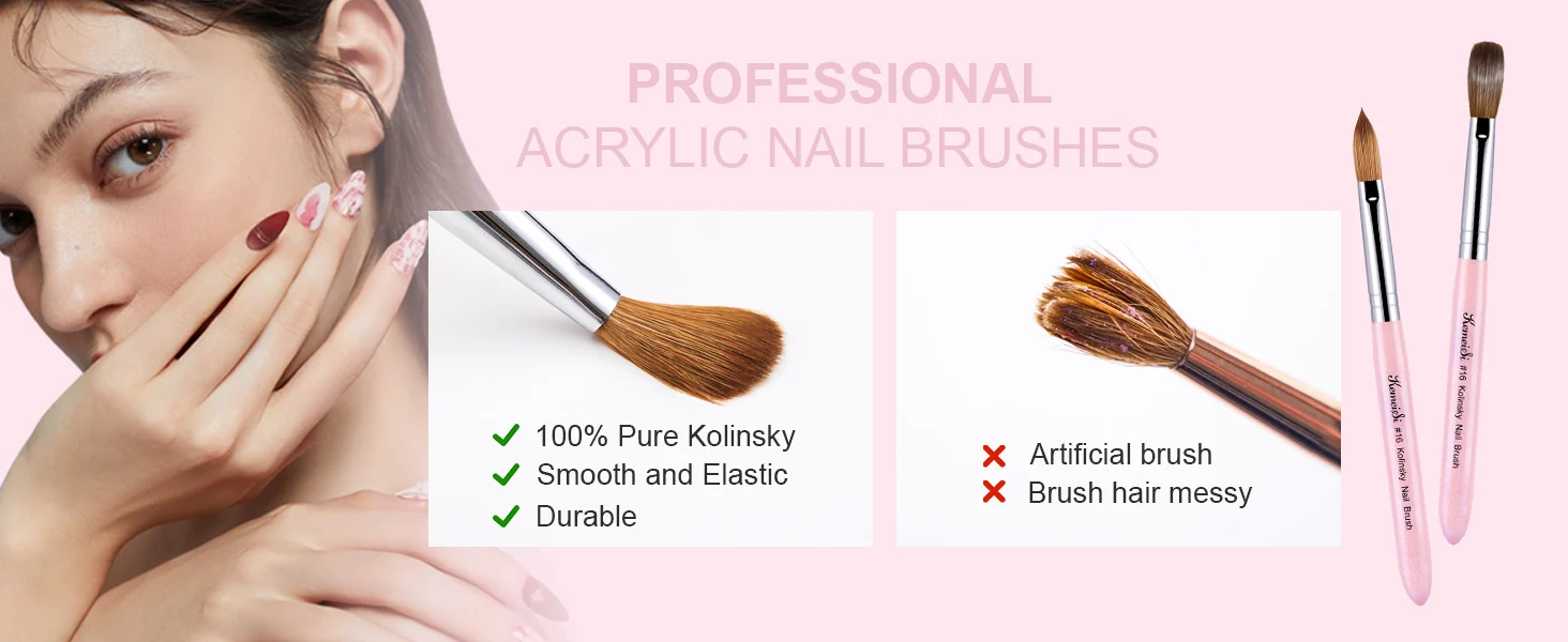 100% Kolinsky Acryl-Nagelpinsel 1 Stück Lila Gekräuselter Holzgriff Zeichenpinsel für Acrylpulver Größe 8-20 – Detail 4