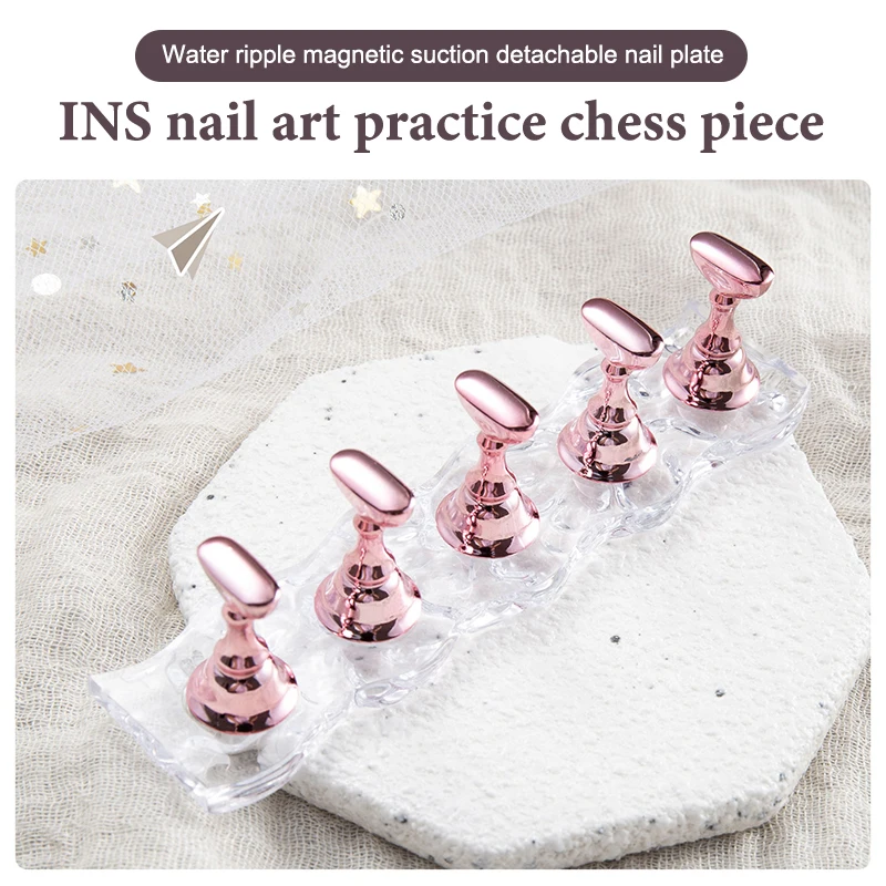1 set supporto magnetico per unghie supporto per pratica punta per unghie finte supporto base in cristallo display per nail art per salone d'arte fai da te e pratica