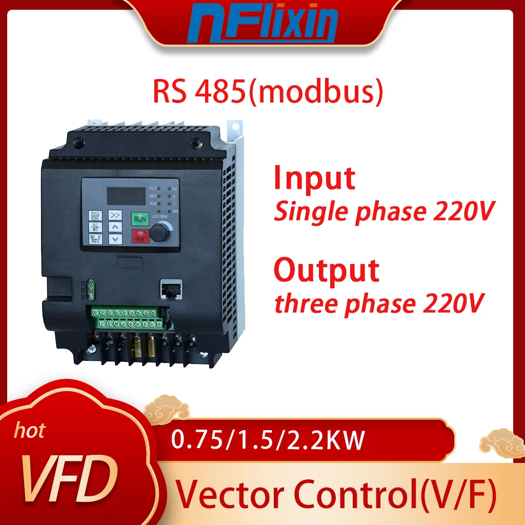 

HOT! 220V VFD 4KW Variable Frequency Drive Converter 1phase 3phases Inverter Vector Motor Speed Controller