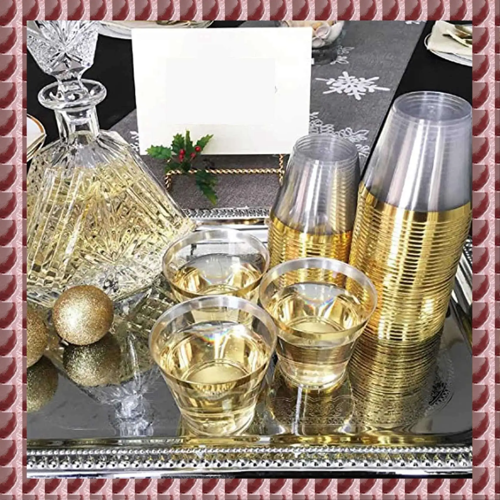 Vaso de plástico A95G, vaso desechable duro de 9 Oz, copa de vino de plástico, copa de vino para fiesta, boda, vaso de plástico transparente