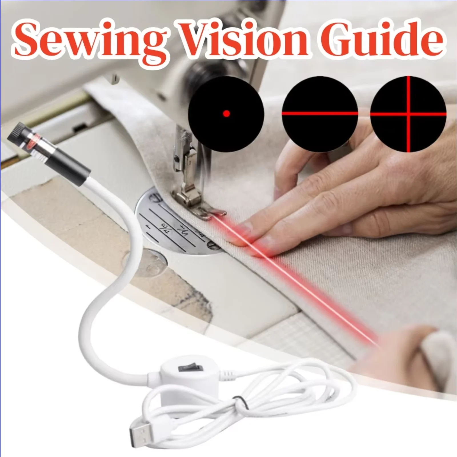USB Magnetischer Laser-Leitstrahler Rotes Laser-Positionierlicht für Nähmaschine Quilting Handwerk Werkbank Ausrichtungszubehör