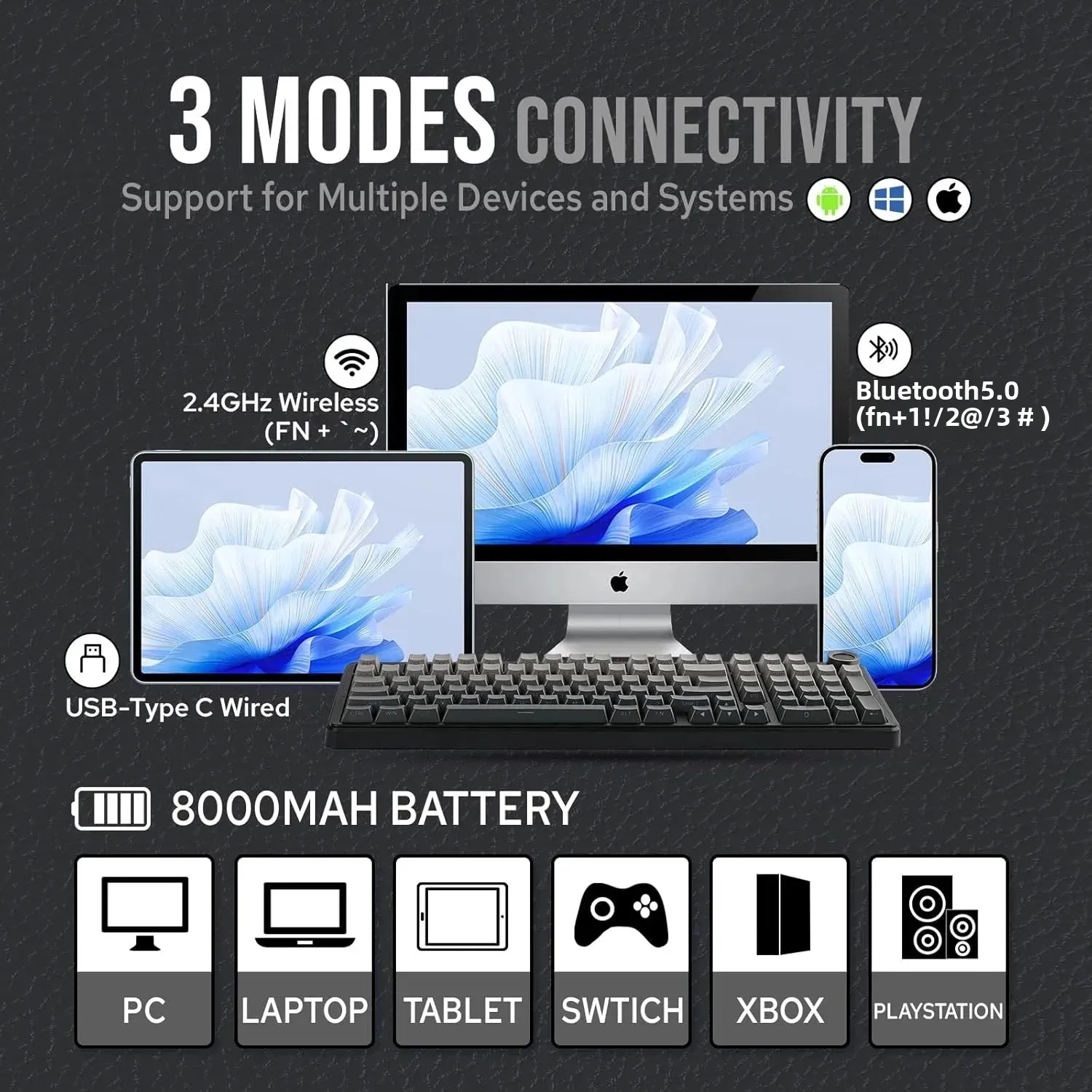 AULA F99PRO Estructura de junta de teclado inalámbrico para juegos Compatible con teclado mecánico de intercambio en caliente de 3/5 pines con perilla multimedia