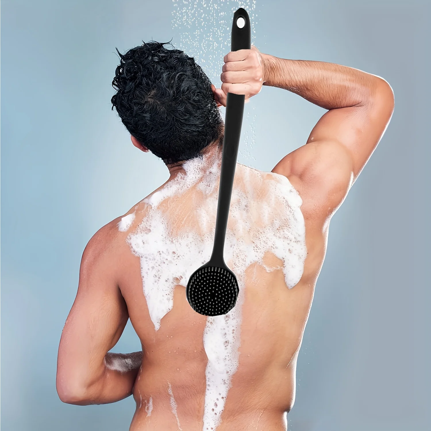 Hot Sale Double-Sided Silicone Back Scrubber Long Handle Long Handle Body Bath Brush Mud Back Scrubber Shower Massage Brush