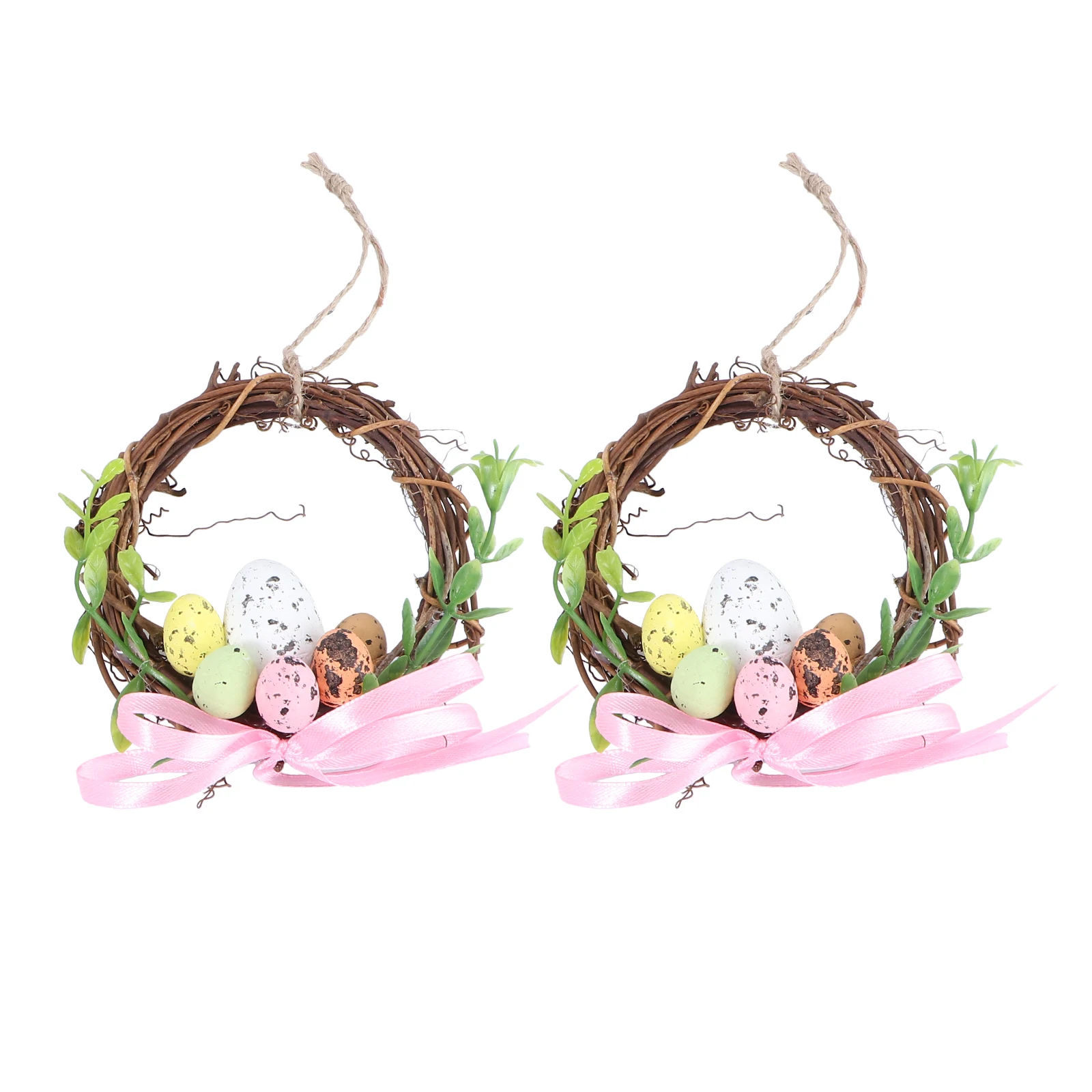 

2Pcs Easter Garland Artificial Floral Wreath Door Hanging Pendant Home Wall Hanging Decoration Easter Door Wreath Garland Party