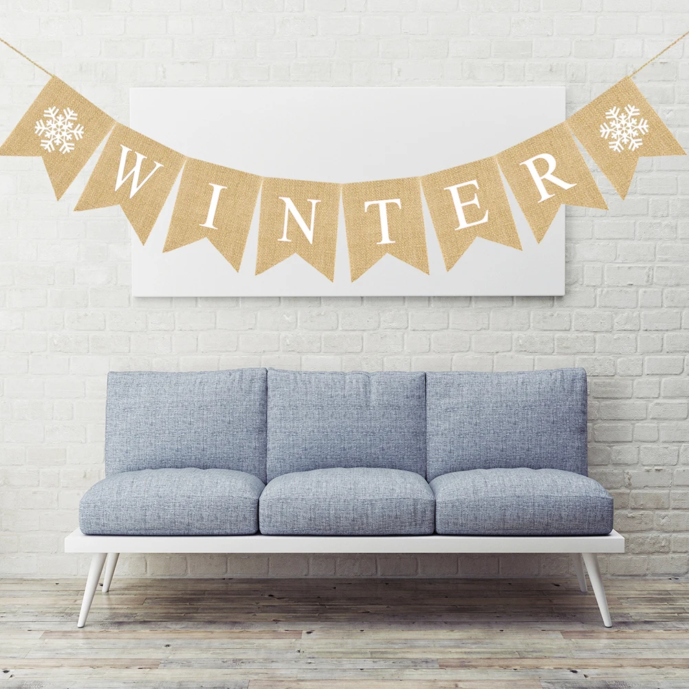 

Snowflake Pull Flag Winter Letter Banner Hanging Decor For Party Window Tree Door Outdoor Indoor Holiday Decoration
