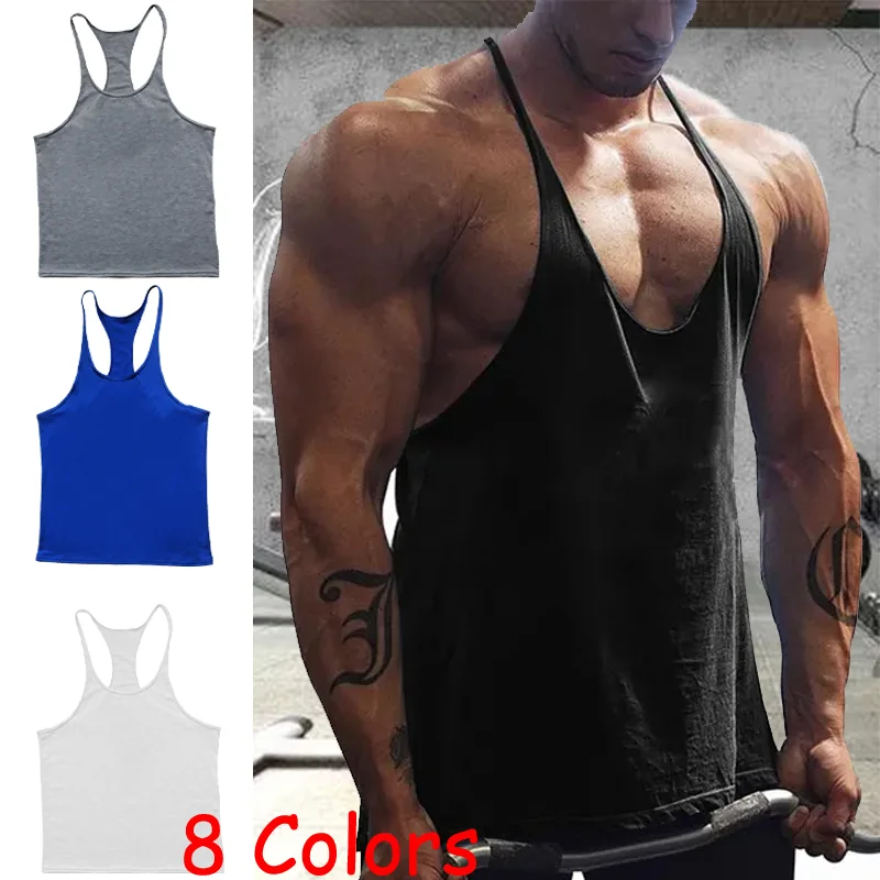 Męskie trening gimnastyczny kulturystyka drukowane mięśni ciasny Top sportowe Tank Top Fitness