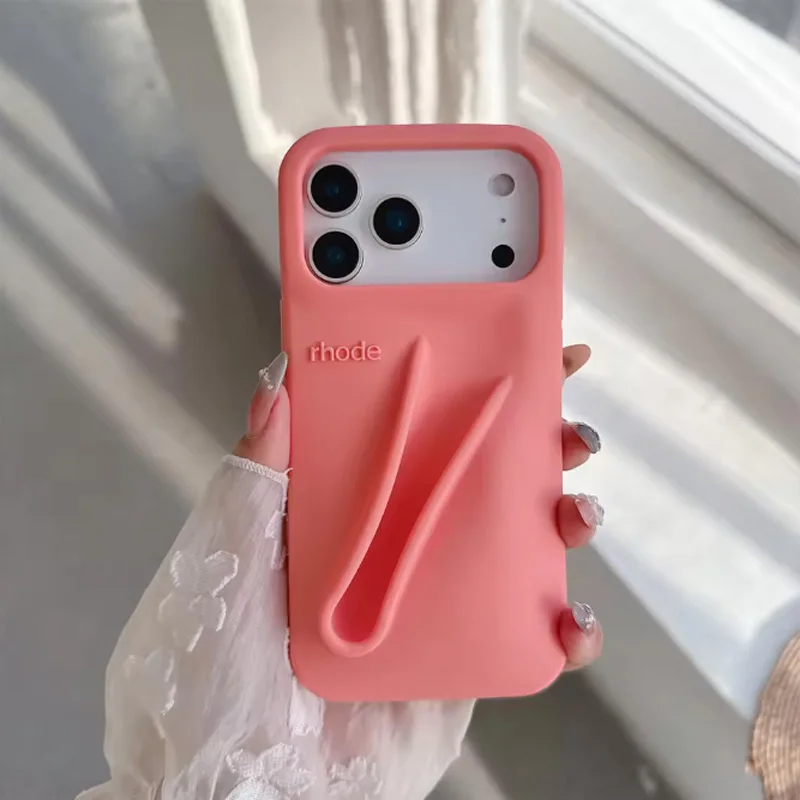 Hot-Trend Rhode Lipgloss Houderhoes voor iPhone 11-17, Anti-Val 3D Design Dikke Siliconen Enkelvoudige Telefoonhoes