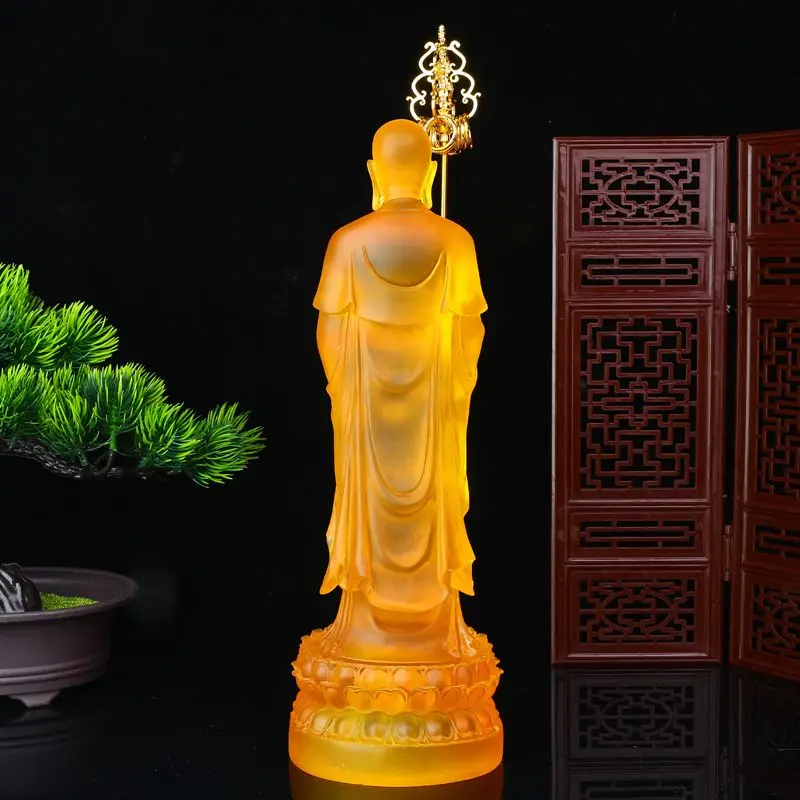 Resin Water Glaze Jizo King Buddha Statue Temple Hall Offerings Ornaments Living Room Decor